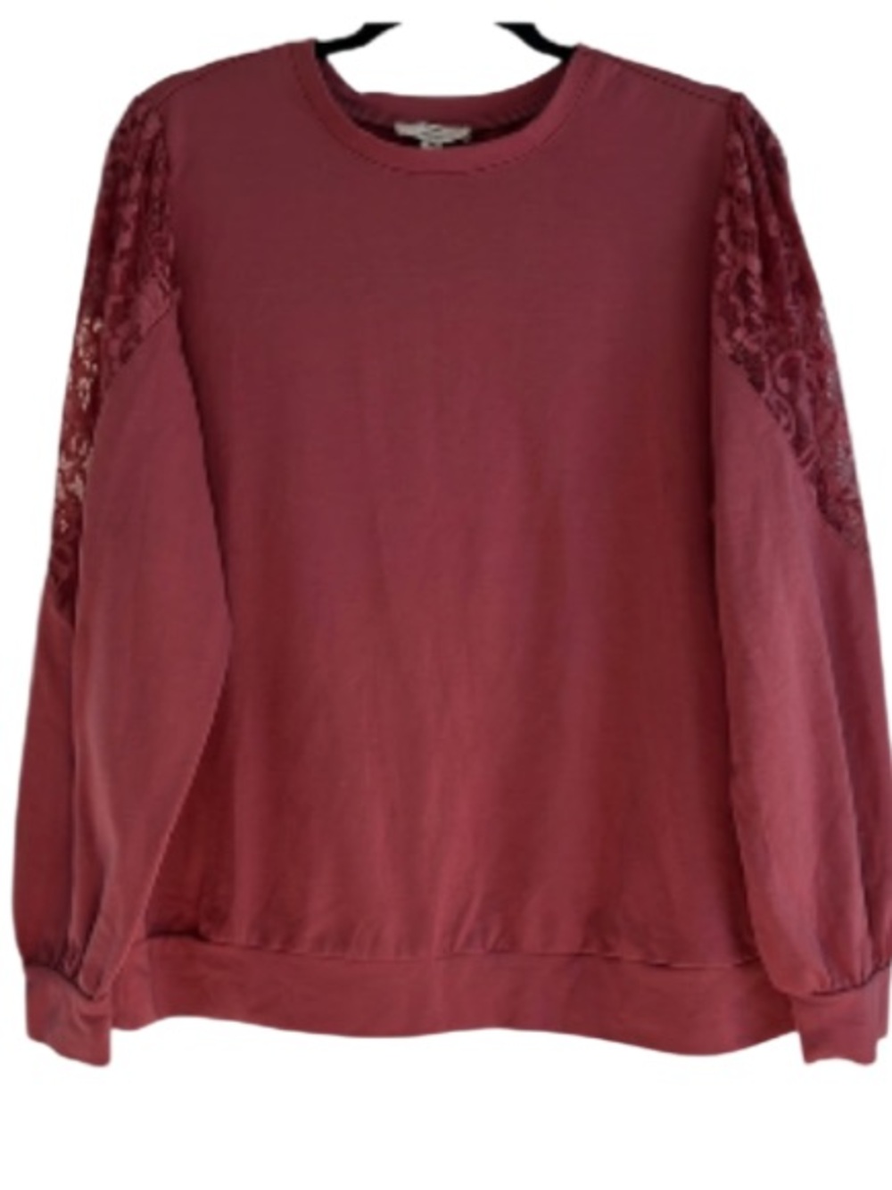 Como Vintage Rosewood Lace-Trim Crewneck Sweatshirt. Size M. NWT